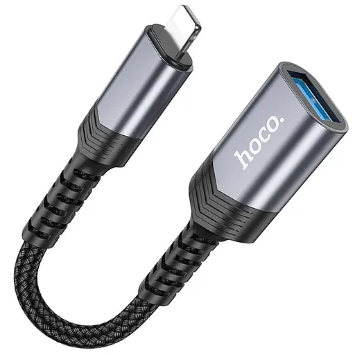 Перехідник Hoco UA24 Lightning male to USB female 2.0 Metal gray - фото 2