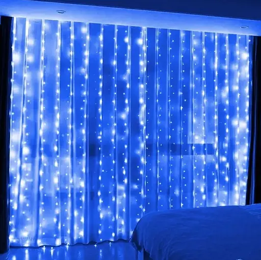 Новогодняя светодиодная гирлянда-штора Роса 3x3 м с 300 синими LED лампочками и питанием USB - фото 7