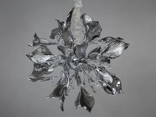 Високоякісна підвісна люстра з керамічними елементами, 12 ламп, хром - фото 1