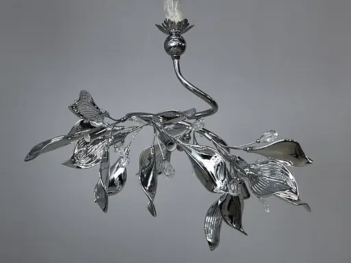 Підвісна люстра з керамічними елементами, 6 ламп, хром - фото 1