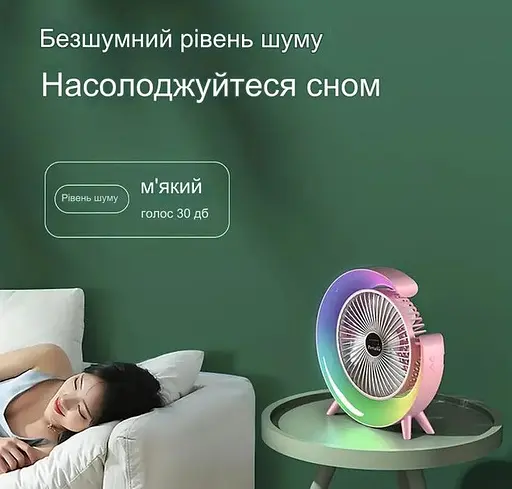 Аккумуляторный настольный вентилятор Fan F2 Портативный складная мини USB ветродуйка LED-подсветка Белый - фото 4