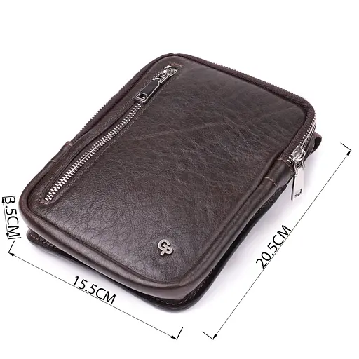 Прямоугольная мужская сумка бананка из гладкой натуральной кожи GRANDE PELLE 15,5х20,5х3,5 см sum0027007 - фото 13