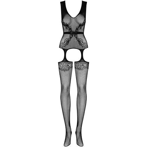 Бодистокинг Obsessive Bodystocking F217 S/M/L, элегантный силуэтный рисунок, имитация чулок - фото 5