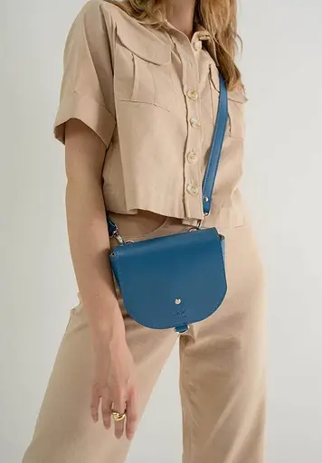 Женская кожаная сумка Ruby S ярко-синяя - фото 5