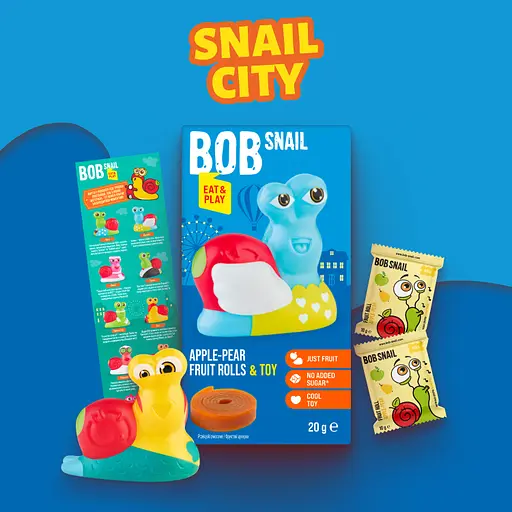 Натуральні цукерки Bob Snail Яблуко-Груша з колекційною іграшкою Dragosnails 20 г - фото 3