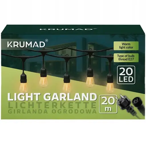 Гірлянда світлодіодна садова Krumad KMDW6  E27 20 м 20 лампочок - фото 3