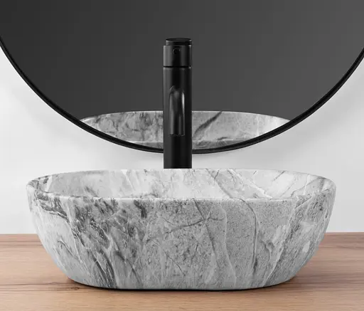 Умивальник Rea Amelia mini stone matt накладний REA-U9109, Сірий - фото 3