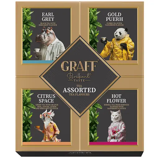 Чай зелений та чорний байховий Graff Асорті чайних смаків ECHG 52.8 г (32 шт. x 1.65 г)