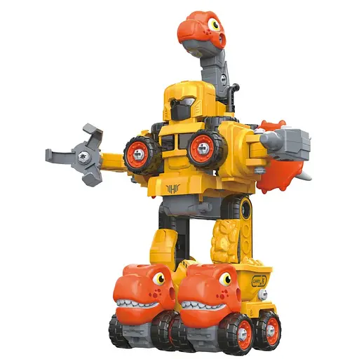 Машинка-конструктор Otamanko Трансформер Динозавр 5 в 1 Жовтий/помаранчевий - фото 3