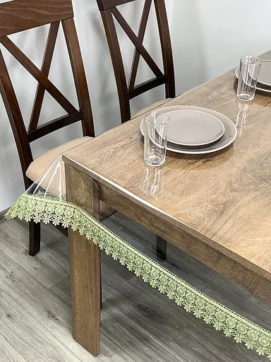 Силиконовая скатерть с оливковым кружевом Арфа 7 см 390х100 см - фото 10