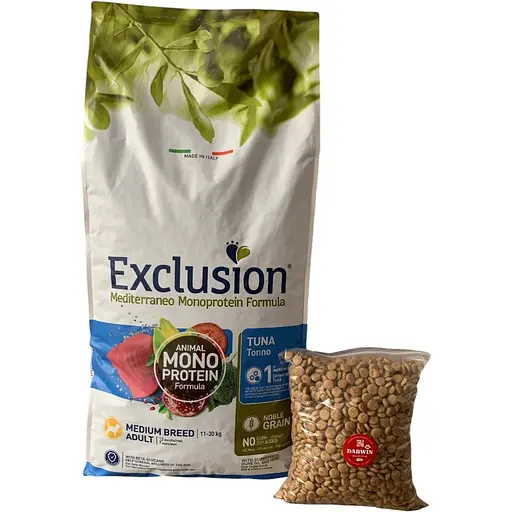 Корм Exclusion Adult Tuna Medium Breed для дорослих собак середніх порід із тунцем 1кг (на вагу) - фото 1