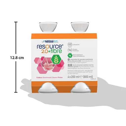 Набір ентеральне харчування Nestle Health Science Resource 2.0+Fibre зі смаком полуниці 3.2 л (4 уп. х 4 шт. х 200 мл) - фото 12