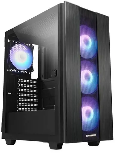 Корпус Chieftec HUNTER 2 GS-02B-OP 4x120 мм A-RGB, USB-C, ATX, без блока питания, черный (GS-02B-OP) Без блока питания - фото 1