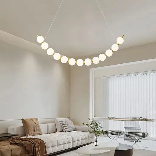 Светодиодная дуговая люстра PEARLIES на 13 белых шариков длиной 105 см | Line F | Ст. SG45-1050 AB - фото 1