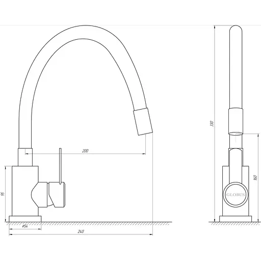 Змішувач для кухні Globus Lux WIEN SUS2-203SG - фото 4