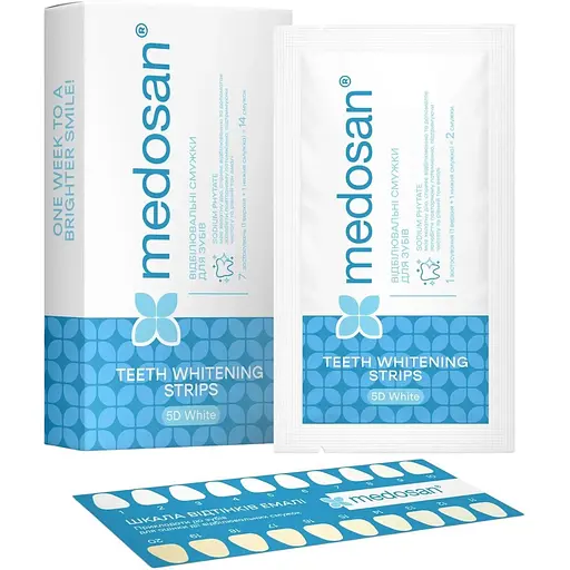 Отбеливающие полоски для зубов Medosan 5D White 7 применений - фото 1