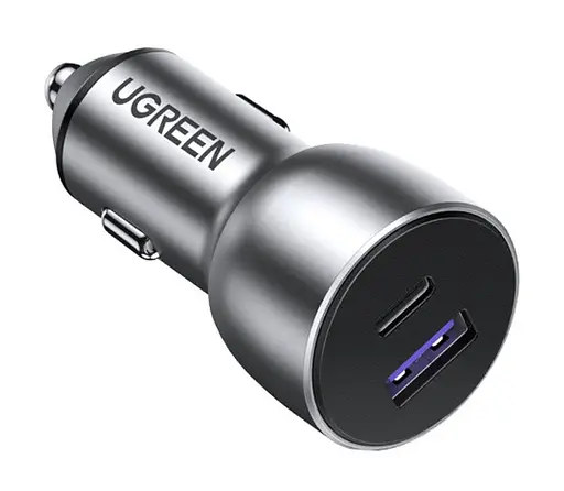 Зарядный адаптер для авто UGREEN CD213 2 порта C+U 52.5W серый - фото 3