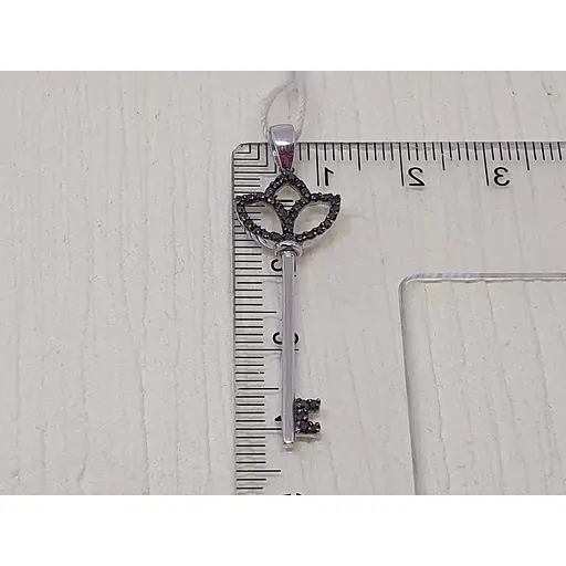 Золотая подвеска ЮЗ "Багет" Ключик с черными бриллиантами. 3846/1 - фото 3