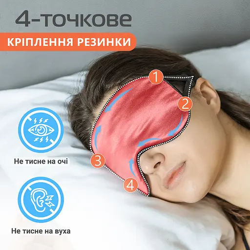 Маска для сну шовк "Чумацький Шлях" з нековзною резикою в Подарунковій упаковці Теракотова (1178-02) - фото 5