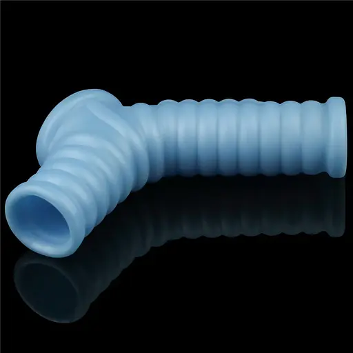 Насадка на пенис с вибрацией Lovetoy Knights Ring Vibrating Wave With Scrotum Sleeve 14.4 см голубой - фото 7