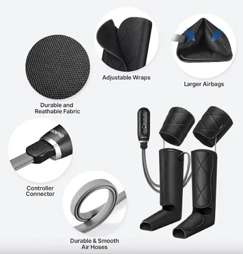 Компрессионный термомассажер Renpho RP-ALM079H для ног с вибрацией и подогревом 3 режима - фото 3