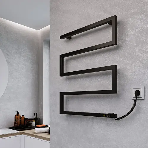 Електрична рушникосушарка Kosser Зета 900x550 EL тайм. чорний ЗЗ03EL, Чорний матовий, Ліве - фото 4