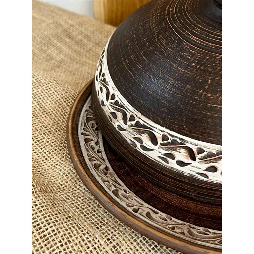 Тарілка для млинців керамічна (глиняна) різьблена Ангоб 3 л - фото 7