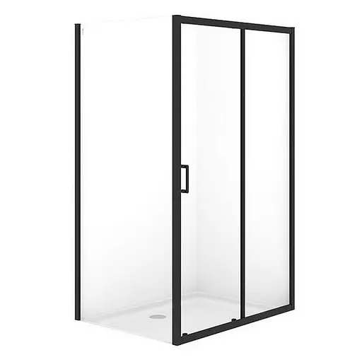 Душевая кабина Cersanit Brasco 120x90 см прямоугольная раздвижная прозрачное стекло без поддона black S168-016, прозрачный, черный - фото 1