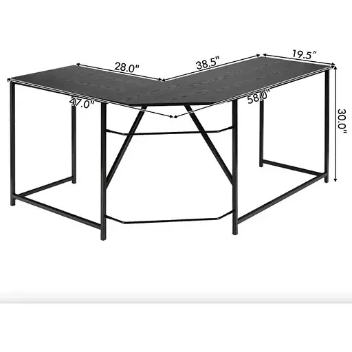 Комп'ютерний стіл Costway Rubin L-подібний в стилі Loft чорний - фото 4