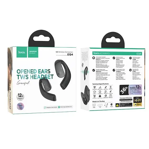 Наушники Hoco EQ4 Graceful TWS headset |BT5.3, 500mAh, 12h| black - фото 8