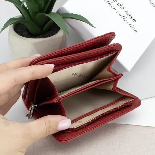 Гаманець жіночий шкіряний маленький De Esse LC89011-F9905 червоний - фото 6