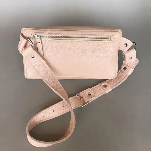Шкіряна поясна сумка Explorer S пудровая - фото 3