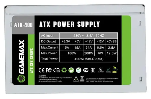 Блок живлення GameMax 400W SFX (ATX-400W SFX) - фото 2
