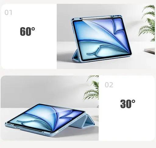 Чехол-книжка DK для Apple iPad Air 13" M2 2024 экокожа/силикон Smart Case cлот cтилус (017899) white ice - фото 6