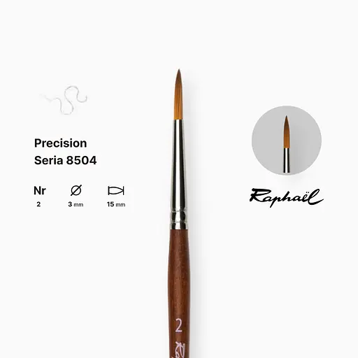 Кисть синтетика круглая (имитация соболя) Raphael Precision, №2, короткая ручка - фото 2