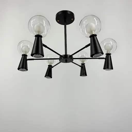 Чорна люстра ABELINA з 6-ма подвійними плафонами на 2 джерела світла Line.F YG 8006/6+6 BK - фото 2