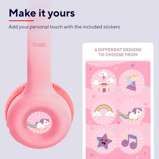 Навушники Trust On-ear Nouna Kids Wireless Mic рожеві - фото 7