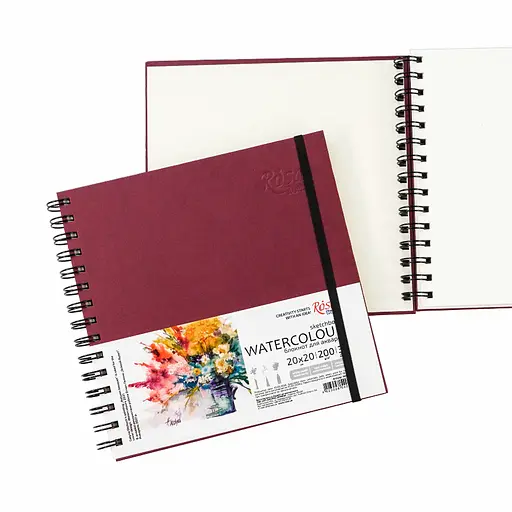 Блокнот для акварели на спирали Watercolor by Smiltanis 20х20 см 200г/м2 30 л белая бумага Бордо ROSA Studio - фото 3
