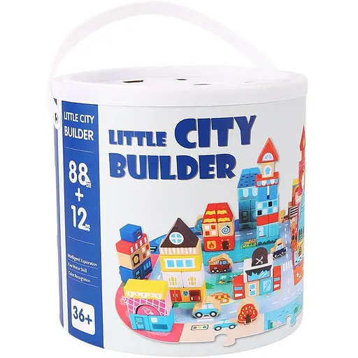 Деревянный конструктор Город Bambi C 75545 12 пазлов 88 деталей - фото 1