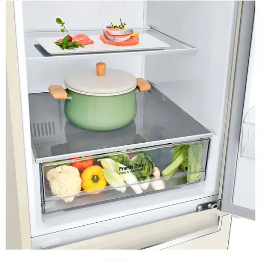 Холодильник LG с нижним морозильным отделением 186x60х68 холод.отд. 234 л мороз.отд. 107 л 2дв. А+ NF инв. диспл внутр. бежевый - фото 5