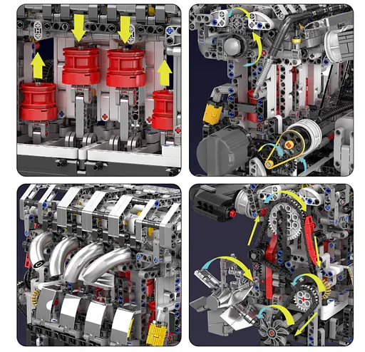 Конструктор двигун Mould King Technic L4 чотирициліндровий бензиновий L4 для дітей та дорослих  1897 деталей - фото 6
