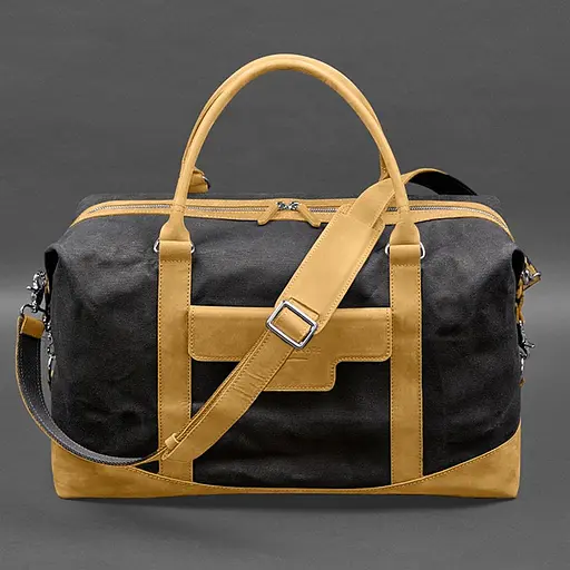 Дорожная сумка из конваса и натуральной желтой кожи Crazy Horse - фото 5