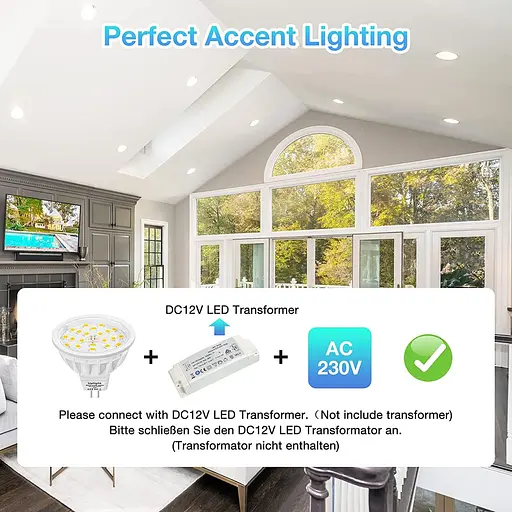 Світлодіодні лампи Uplight MR16 потужністю 5,5 Вт, натуральний білий колір 4000K, еквівалентні галогенні лампи потужністю 50-60 Вт - фото 4