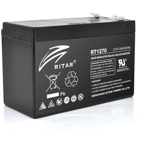 Акумуляторна батарея AGM RITAR RT1270B, Black Case, 12V 7.0Ah ( 151 х 65 х 94 (100) ) Q10