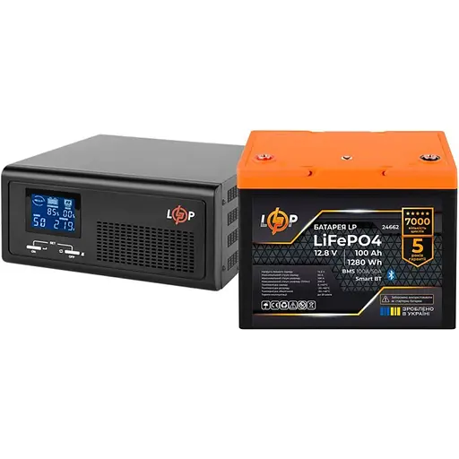 Источник бесперебойного питания (ИБП) LogicPower LPE-B-PSW-1000VA + АКБ LiFePO4 1280Wh Smart BT (37450) [126884]