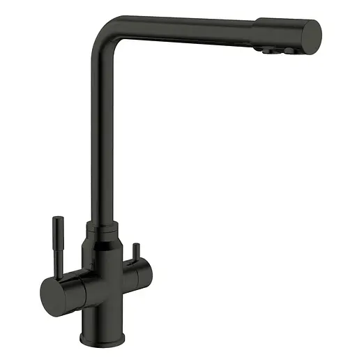 Змішувач для кухні на дві води Mixxus SUS-021 Black MI5861 Чорний матовий - фото 1