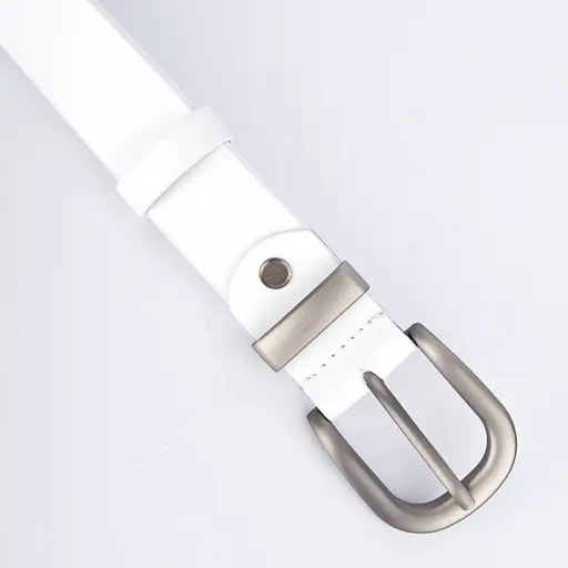 Ремінь жіночий шкіряний HC-3092 silver (130 см) білий зі сріблястою пряжкою - фото 3