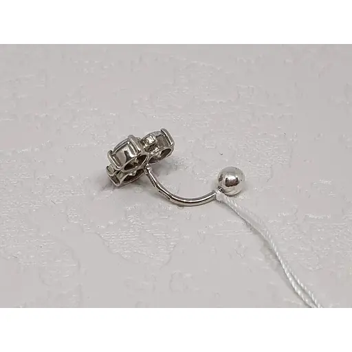 Срібна сережка для пірсингу пупка Ірій з фіанітами. 6017 - фото 3