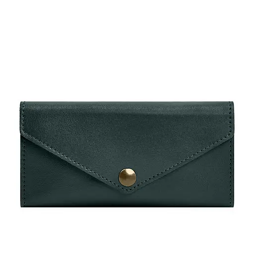 Кожаный клатч (портмоне) на кнопке 5.0 Зеленый краст - фото 10