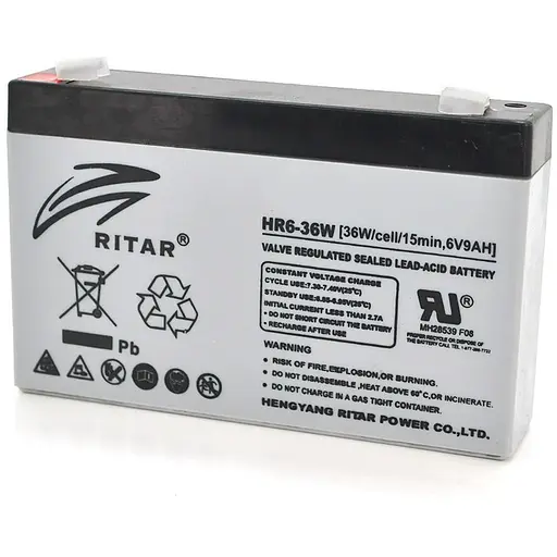Акумуляторна батарея AGM RITAR HR6-36W, Gray Case, 6V 9.0Ah ( 151 х 34 х 94 (100 ) 1.35kg Q10